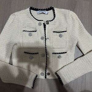 Self portrait cream sparkly cardigan jacket